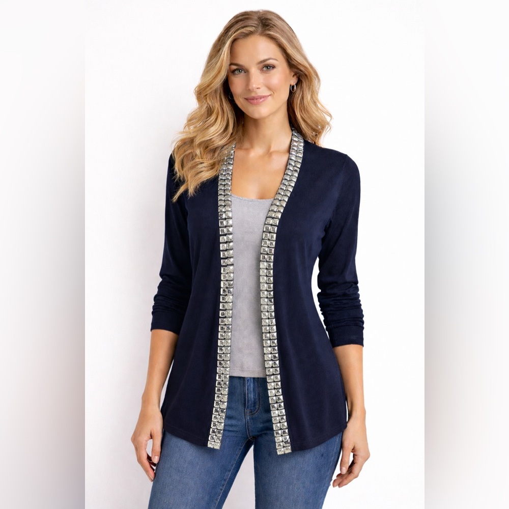 Vintage Jones New York Y2K NWT women’s size S petite dark blue cardigan top